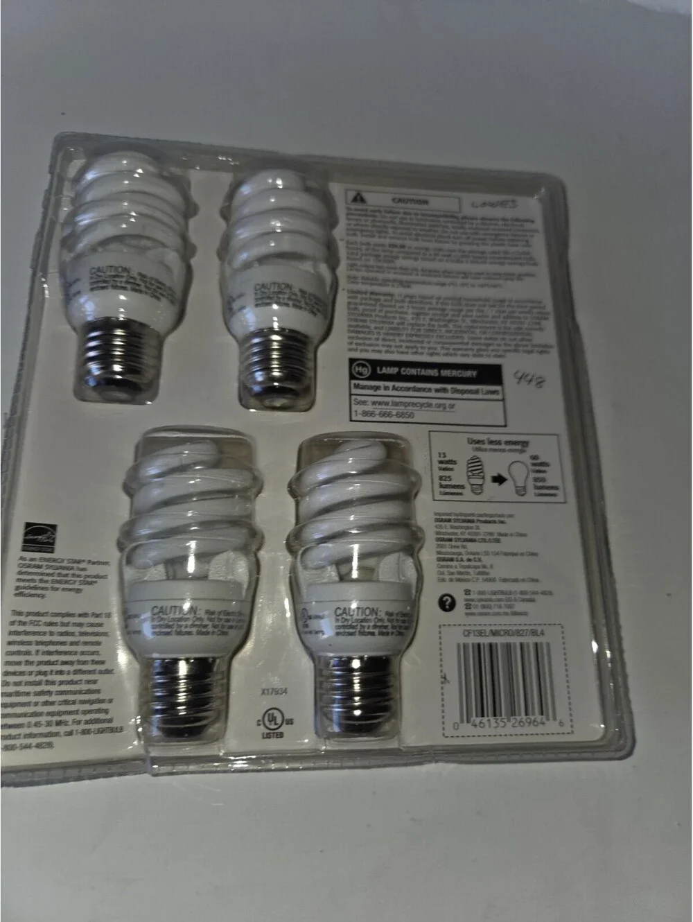 Sylvania Micro-Mini CFL 13W Soft White 60W Replacement 4-Pack New Sealed SF2